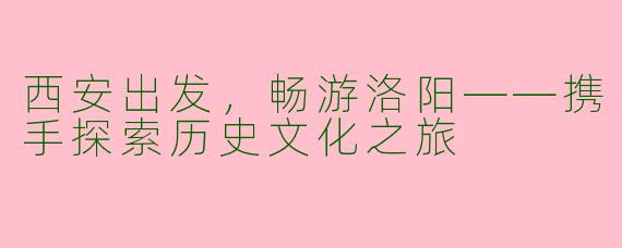 西安出发，畅游洛阳——携手探索历史文化之旅