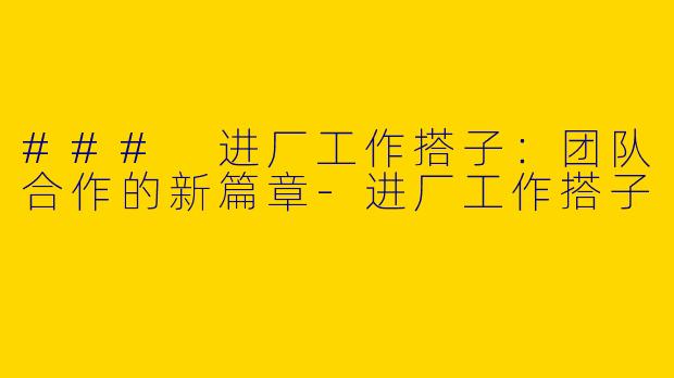 ### 进厂工作搭子：团队合作的新篇章-进厂工作搭子