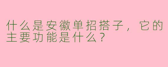 什么是安徽单招搭子，它的主要功能是什么？