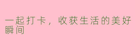 一起打卡，收获生活的美好瞬间