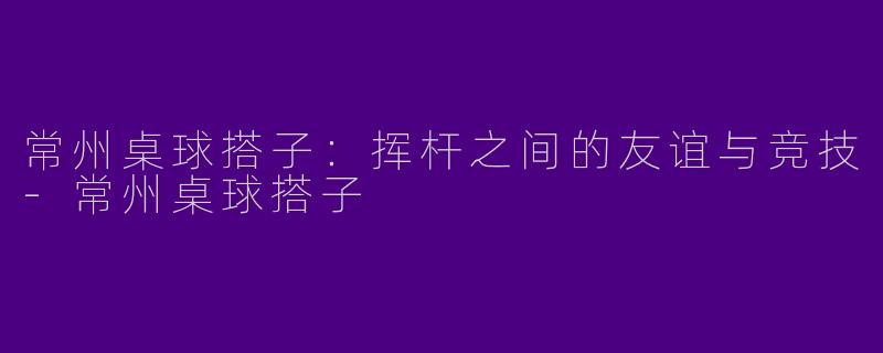 常州桌球搭子：挥杆之间的友谊与竞技-常州桌球搭子