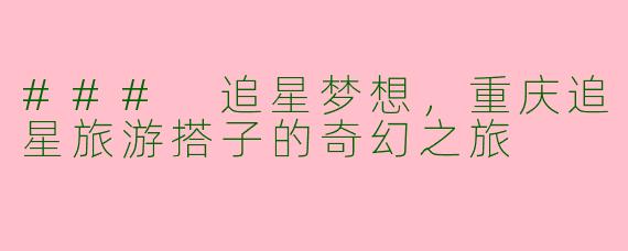 ### 追星梦想,重庆追星旅游搭子的奇幻之旅