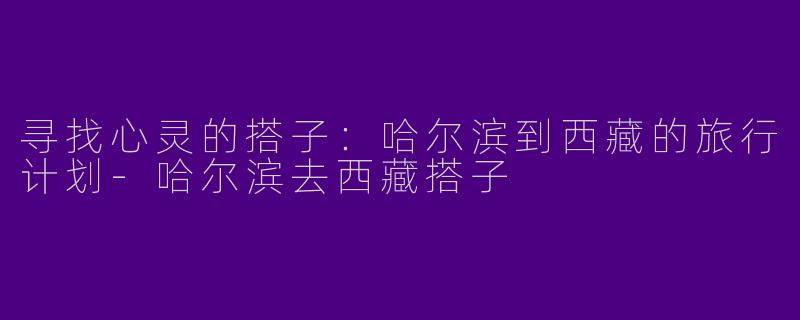 寻找心灵的搭子：哈尔滨到西藏的旅行计划-哈尔滨去西藏搭子