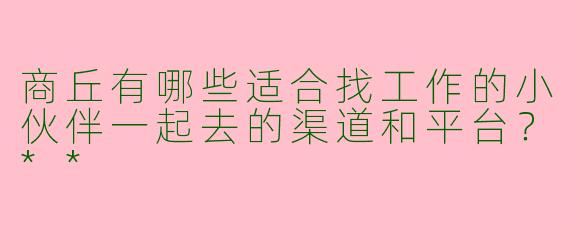 商丘有哪些适合找工作的小伙伴一起去的渠道和平台？**