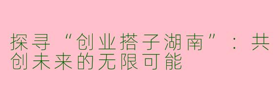 探寻“创业搭子湖南”：共创未来的无限可能