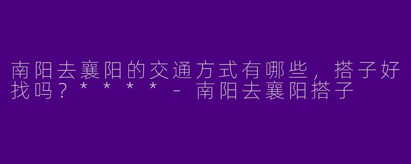 南阳去襄阳的交通方式有哪些，搭子好找吗？****