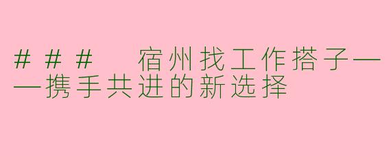 ### 宿州找工作搭子——携手共进的新选择