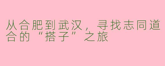 从合肥到武汉，寻找志同道合的“搭子”之旅