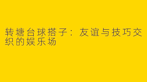 转塘台球搭子：友谊与技巧交织的娱乐场