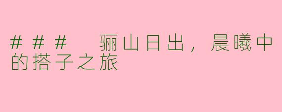 ### 骊山日出，晨曦中的搭子之旅