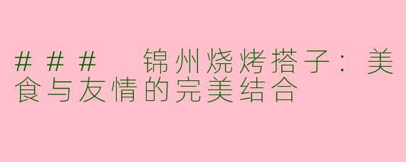 ### 锦州烧烤搭子：美食与友情的完美结合