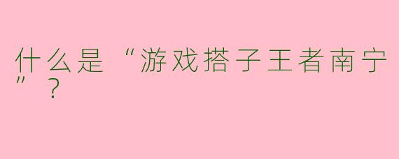 什么是“游戏搭子王者南宁”？  