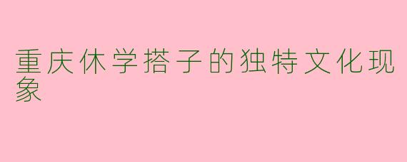 重庆休学搭子的独特文化现象