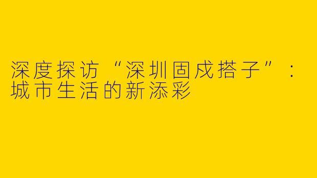 深度探访“深圳固戍搭子”:城市生活的新添彩