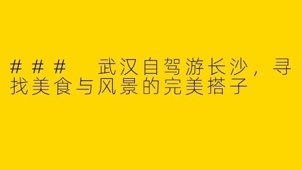 ### 武汉自驾游长沙，寻找美食与风景的完美搭子