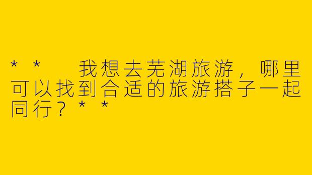 ** 我想去芜湖旅游，哪里可以找到合适的旅游搭子一起同行？**
