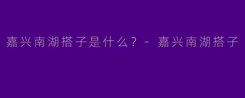 嘉兴南湖搭子是什么?
