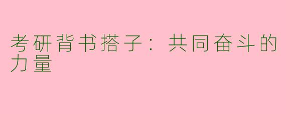 考研背书搭子：共同奋斗的力量