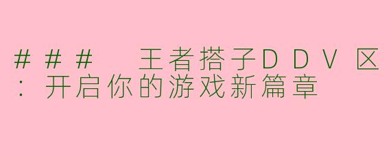 ### 王者搭子DDV区：开启你的游戏新篇章