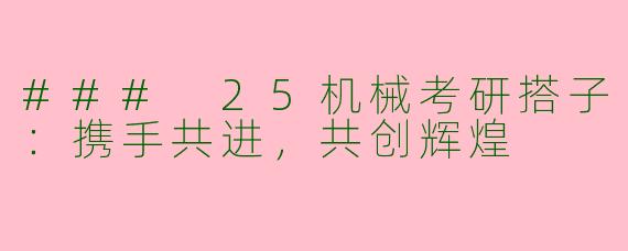### 25机械考研搭子:携手共进,共创辉煌
