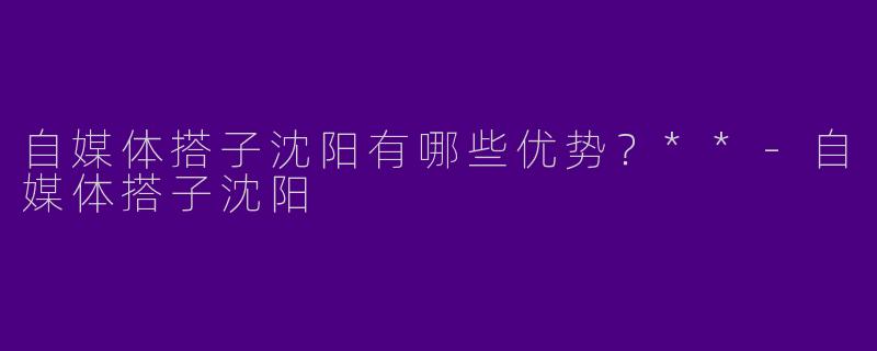 自媒体搭子沈阳有哪些优势？**