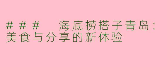 ### 海底捞搭子青岛：美食与分享的新体验