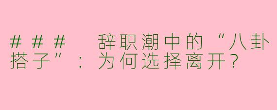 ### 辞职潮中的“八卦搭子”：为何选择离开？