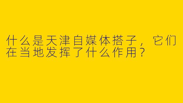 什么是天津自媒体搭子，它们在当地发挥了什么作用？