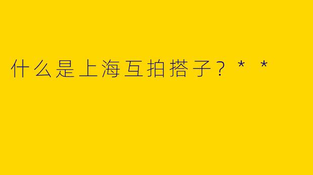 什么是上海互拍搭子?**