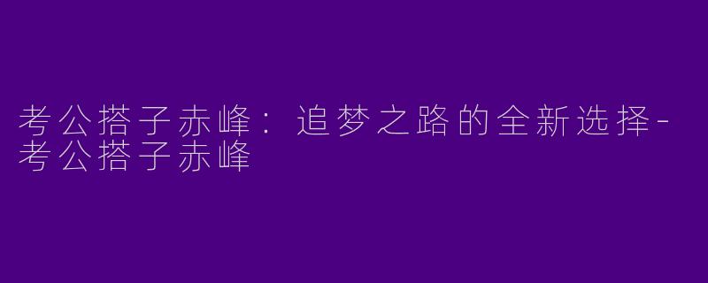 考公搭子赤峰：追梦之路的全新选择-考公搭子赤峰