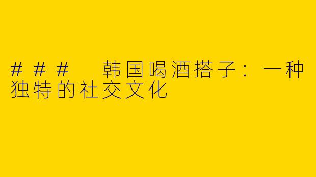 ### 韩国喝酒搭子：一种独特的社交文化