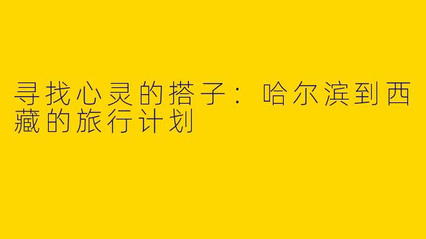 寻找心灵的搭子：哈尔滨到西藏的旅行计划