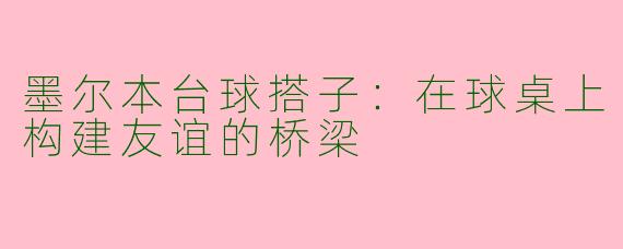 墨尔本台球搭子：在球桌上构建友谊的桥梁