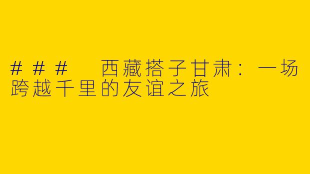 ### 西藏搭子甘肃：一场跨越千里的友谊之旅