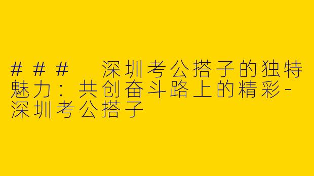 ### 深圳考公搭子的独特魅力：共创奋斗路上的精彩-深圳考公搭子