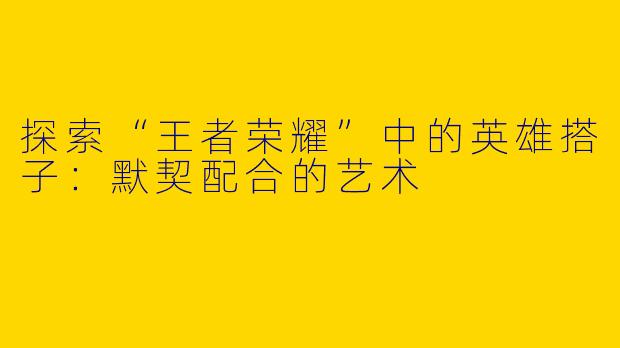 探索“王者荣耀”中的英雄搭子：默契配合的艺术