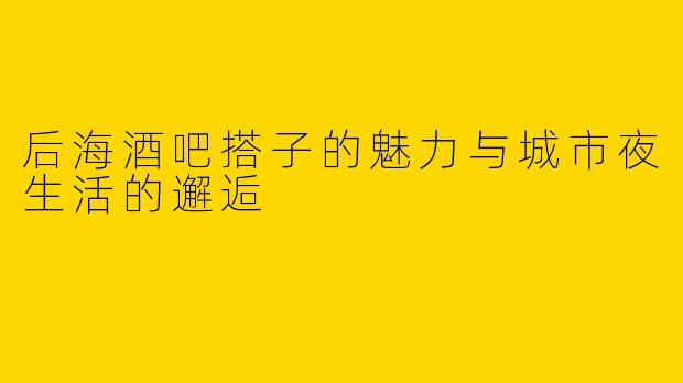 后海酒吧搭子的魅力与城市夜生活的邂逅