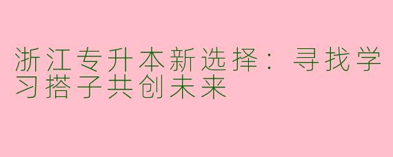 浙江专升本新选择：寻找学习搭子共创未来