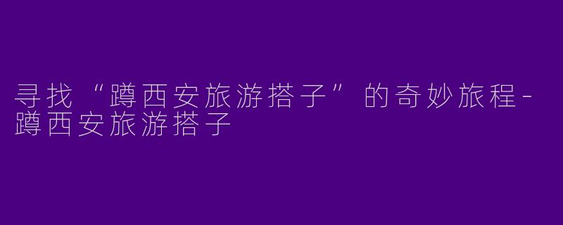 寻找“蹲西安旅游搭子”的奇妙旅程-蹲西安旅游搭子