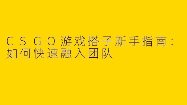 CSGO游戏搭子新手指南：如何快速融入团队