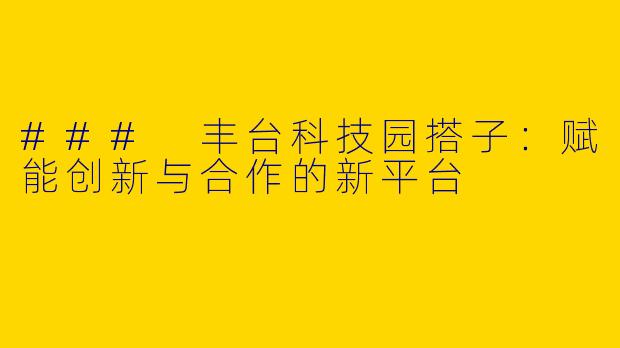 ### 丰台科技园搭子：赋能创新与合作的新平台
