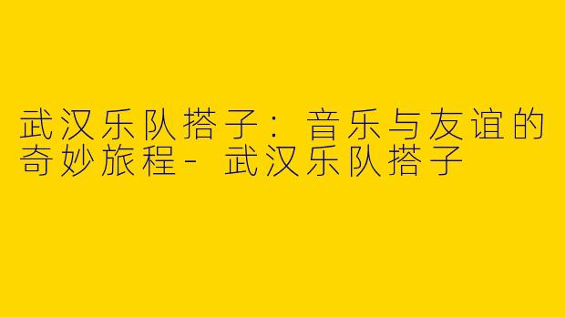 武汉乐队搭子：音乐与友谊的奇妙旅程