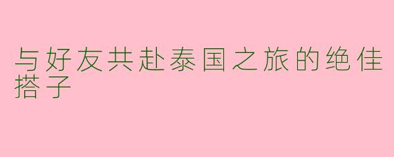 与好友共赴泰国之旅的绝佳搭子