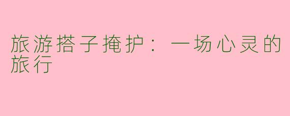旅游搭子掩护：一场心灵的旅行