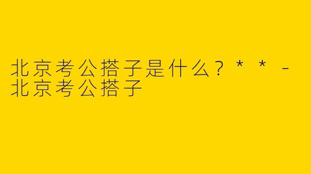 北京考公搭子是什么？**