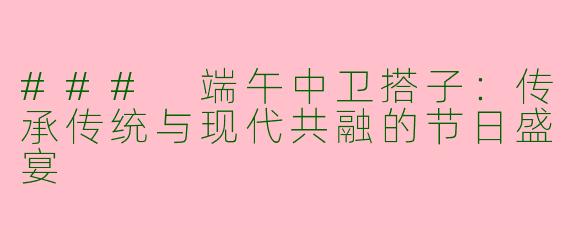 ### 端午中卫搭子：传承传统与现代共融的节日盛宴