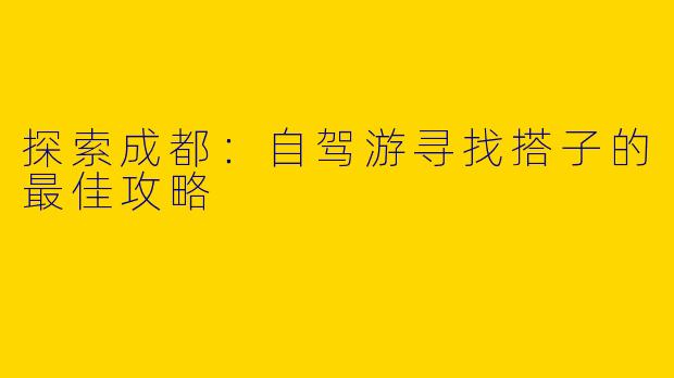 探索成都：自驾游寻找搭子的最佳攻略