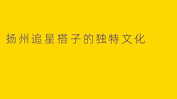 扬州追星搭子的独特文化