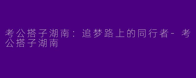 考公搭子湖南：追梦路上的同行者-考公搭子湖南