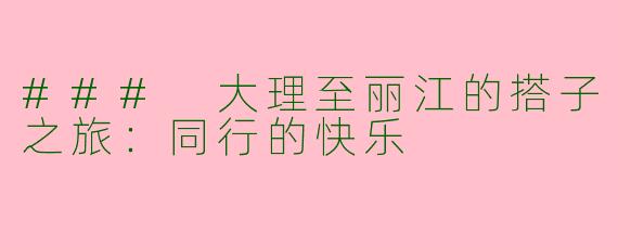 ### 大理至丽江的搭子之旅：同行的快乐